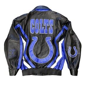 Indianapolis COLTS Leather Bomber NFL Football Jacket "VINTAGE & HARD TO FIND"